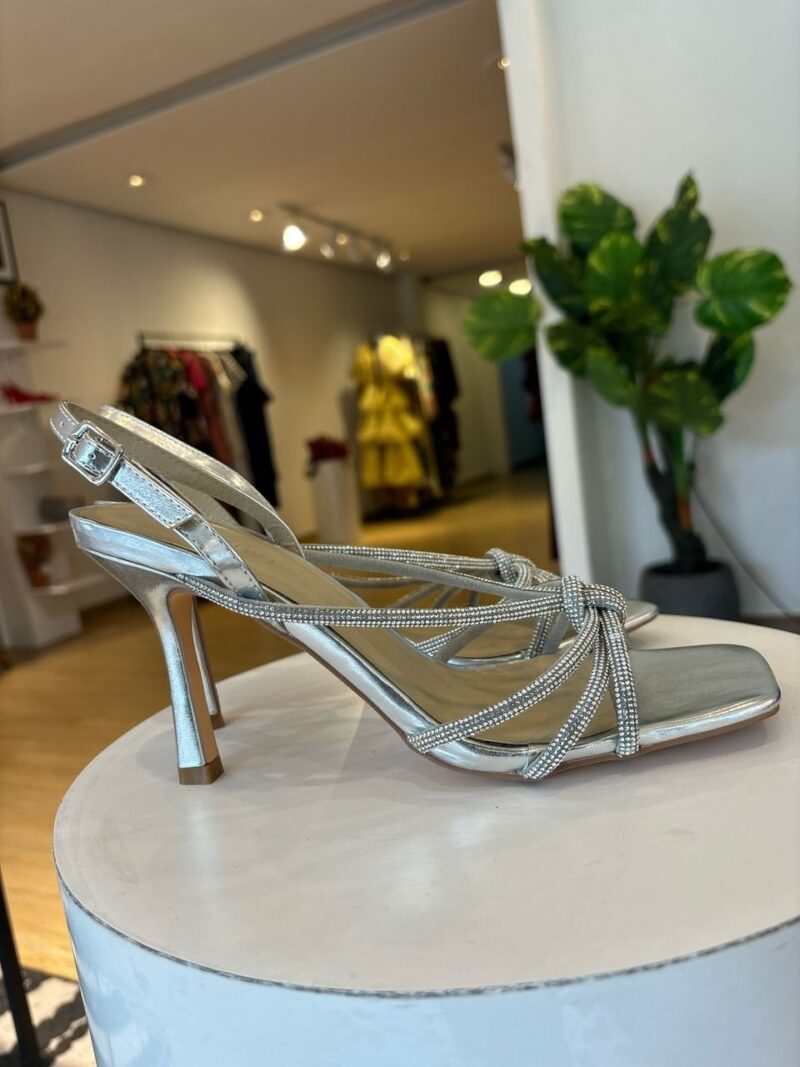 Sandales à Talon et Strass - Argent – Image 3
