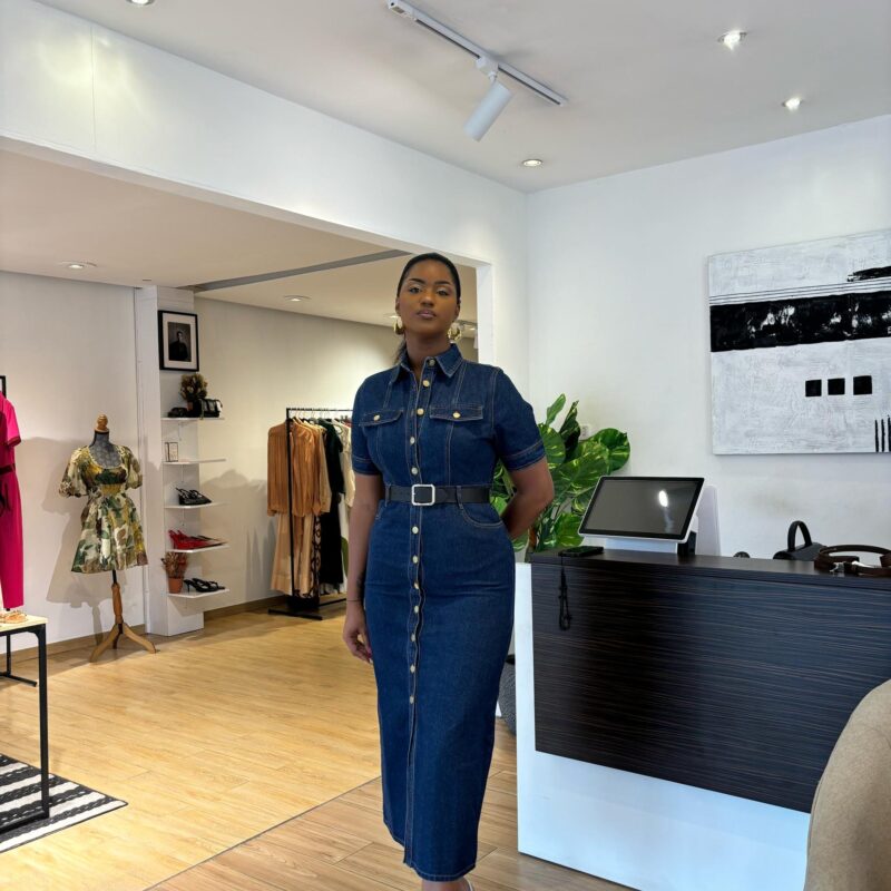KAREN MILLEN - Robe en Jean avec Boutons - Bleu