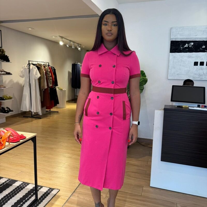 KAREN MILLEN - Robe à Boutons - Rose