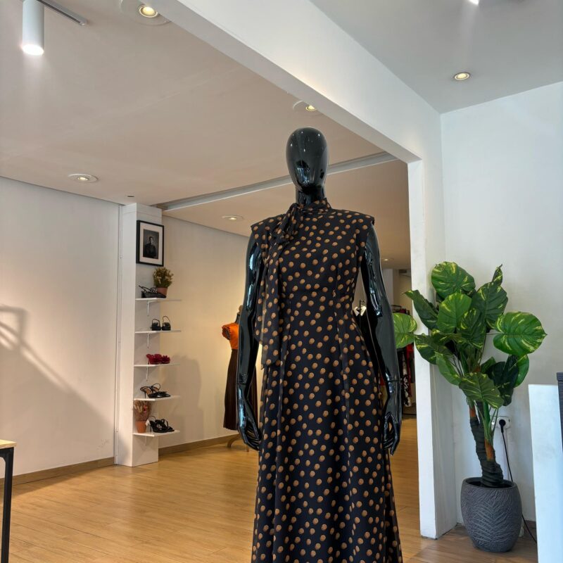KAREN MILLEN - Robe à Petits Plis et à Pois - Noir