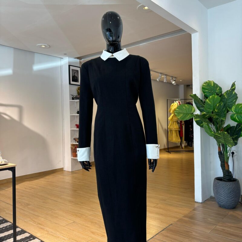 KAREN MILLEN - Robe à Col - Noir et Blanc