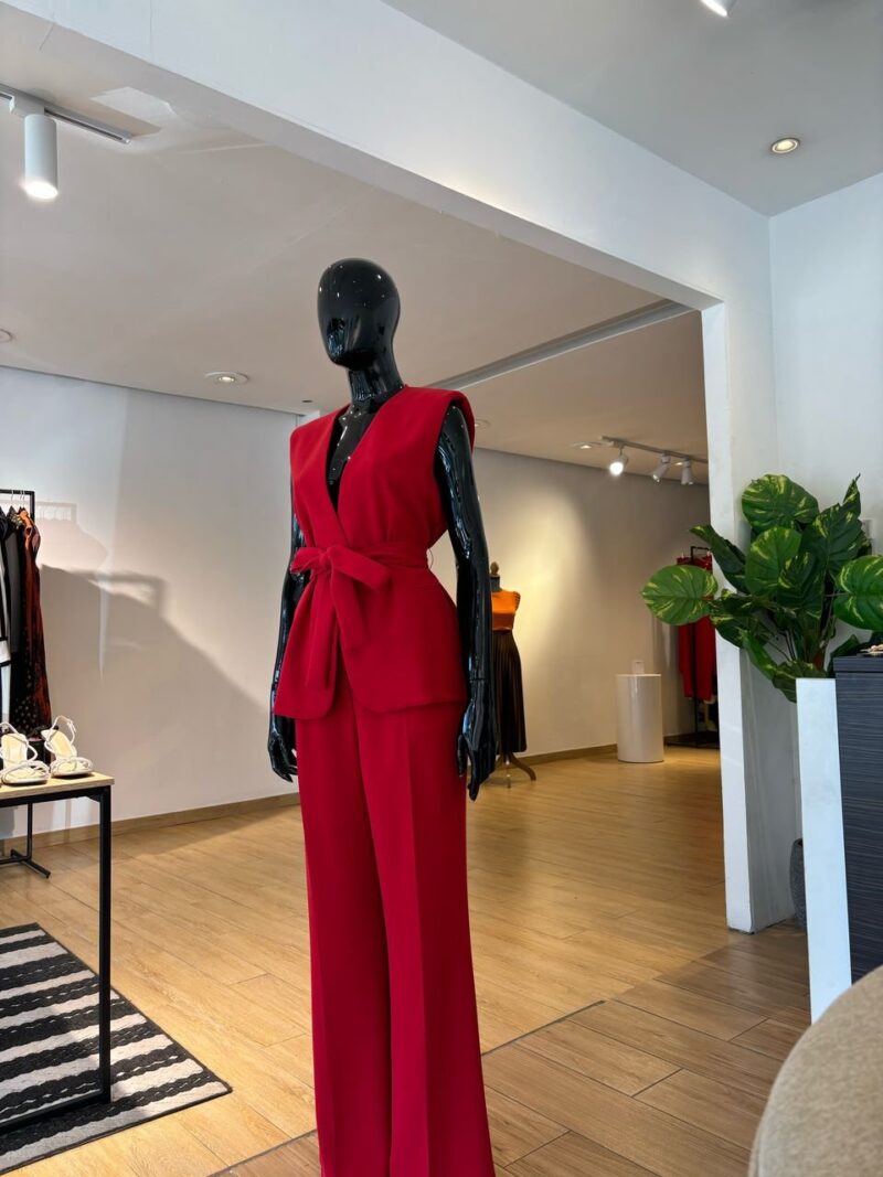 ZARA - Ensemble Pantalon Gilet à Nouer - Rouge – Image 2