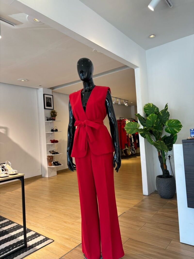 ZARA - Ensemble Pantalon Gilet à Nouer - Rouge