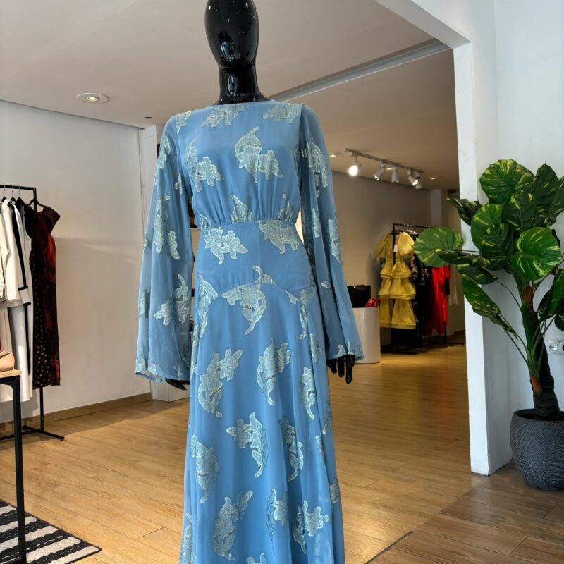 ASOS - Robe à Texture Floral - Bleu Clair et Or