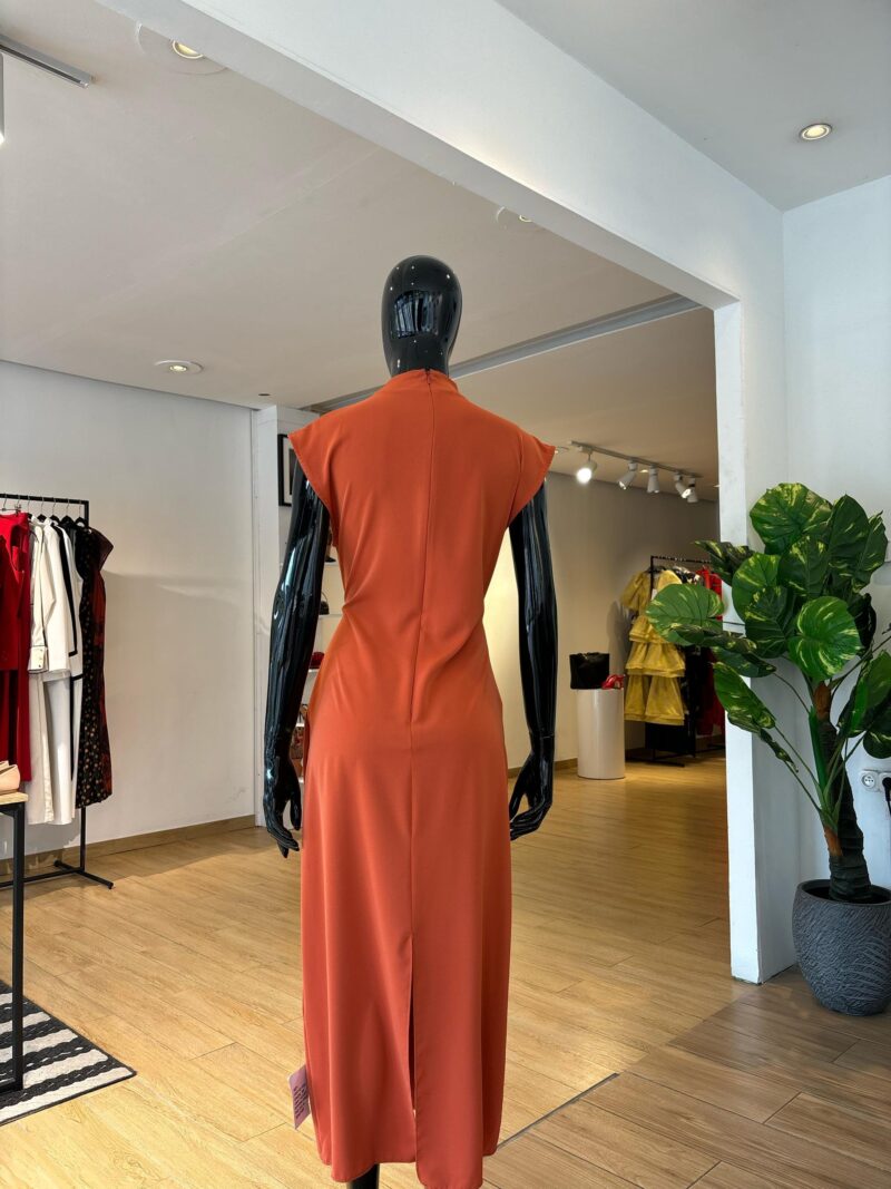 ASOS - Robe Drapée - Orange Satin – Image 4