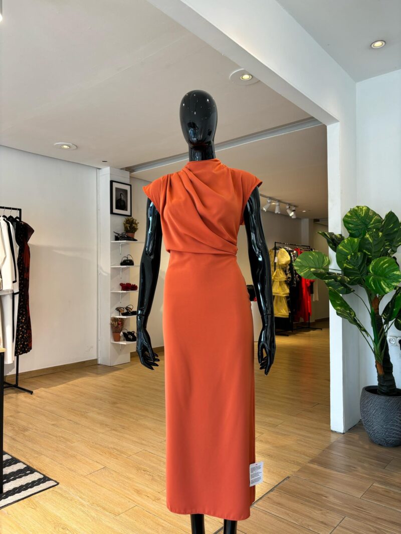 ASOS - Robe Drapée - Orange Satin