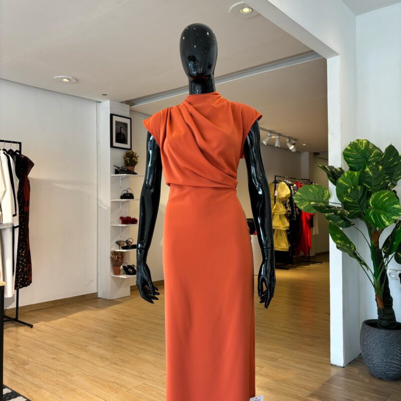 ASOS - Robe Drapée - Orange Satin