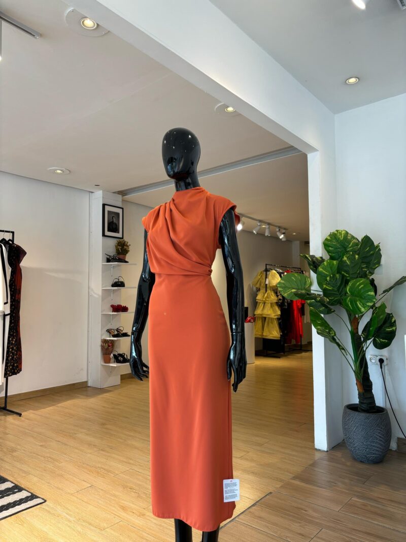 ASOS - Robe Drapée - Orange Satin – Image 3