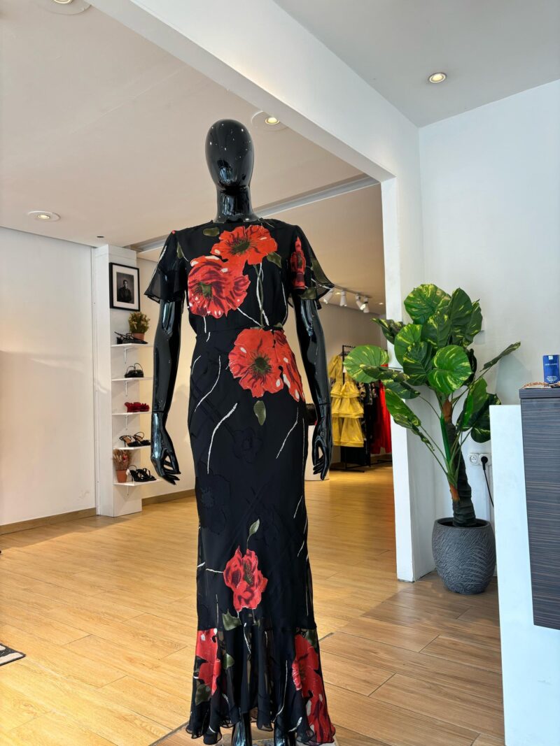 ASOS - Robe à Petits Plis - Noire  et Imprimé Floral – Image 2