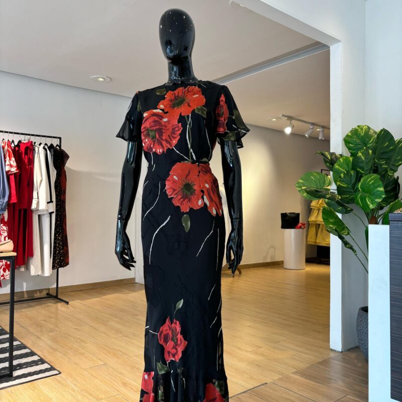 ASOS - Robe à Petits Plis - Noire  et Imprimé Floral