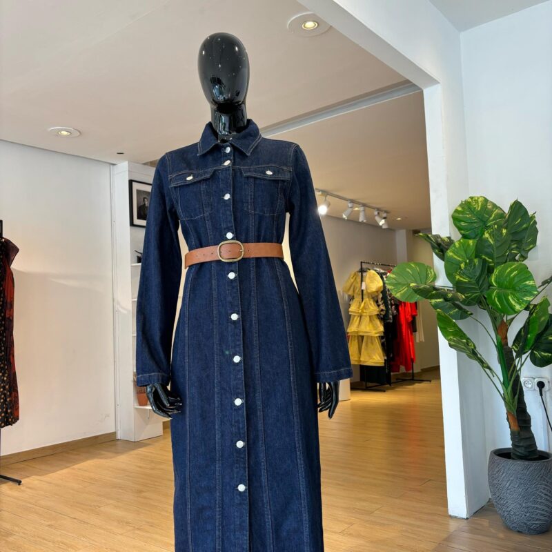ASOS - Robe en Jean avec Boutons - Bleu Foncé