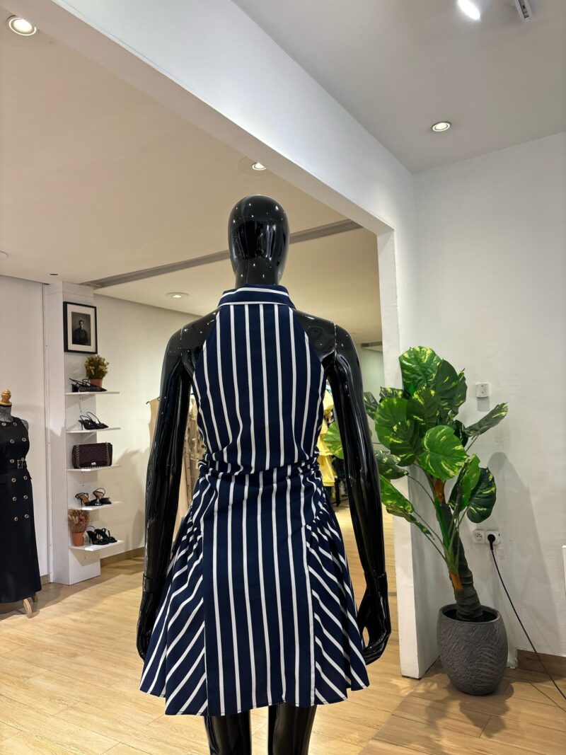 ASOS - Robe Courte  à Rayures - Bleu Nuit et Blanc – Image 4