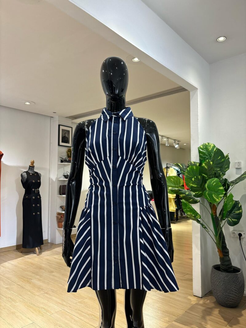 ASOS - Robe Courte  à Rayures - Bleu Nuit et Blanc – Image 2