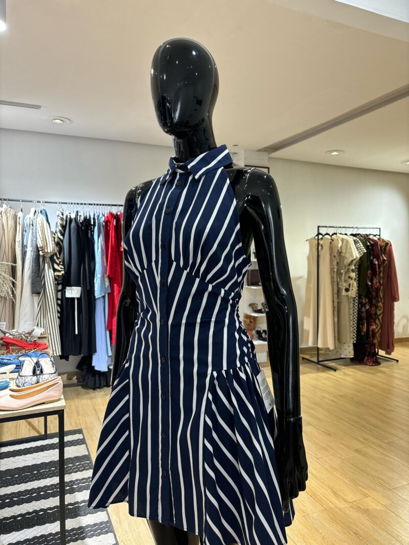 ASOS - Robe Courte  à Rayures - Bleu Nuit et Blanc – Image 3