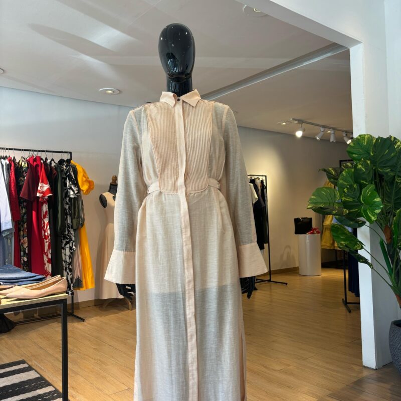 KAREN MILLEN - Robe en Organdi avec Plis Nervuré - Pale Blush