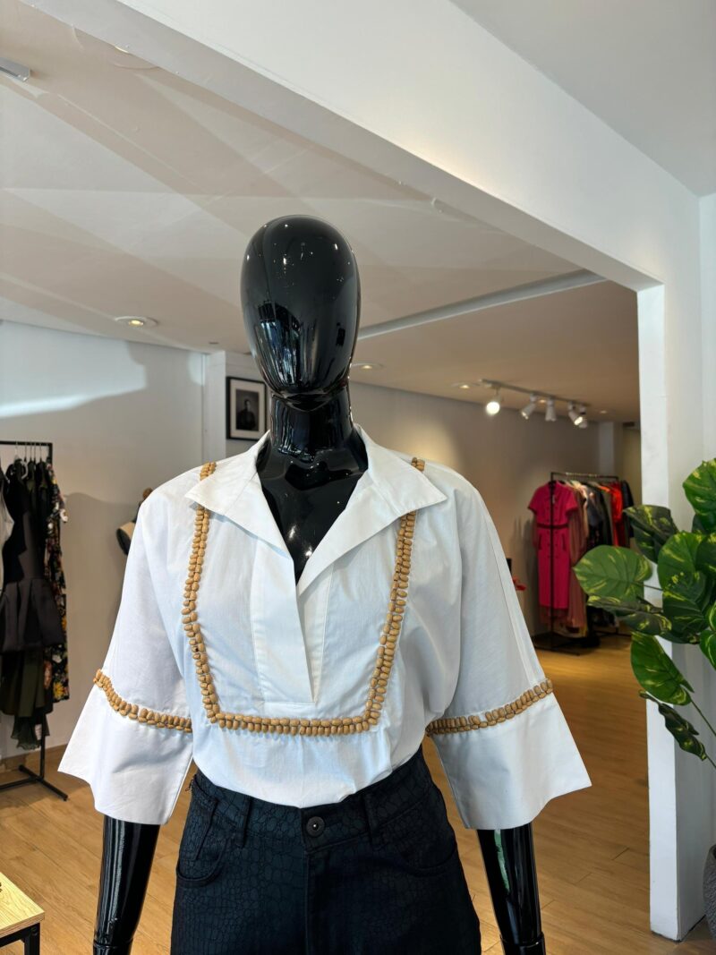 Blouse  à Perles - Blanc – Image 2