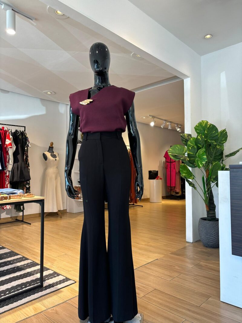 Top en Maille avec Décor Doré - Bordeaux