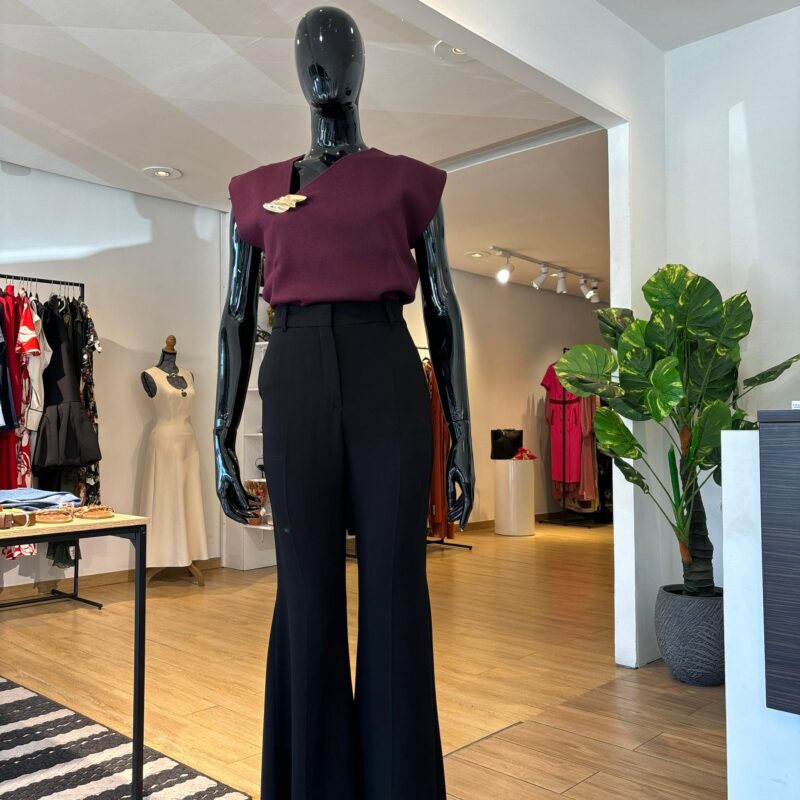 Top en Maille avec Décor Doré - Bordeaux