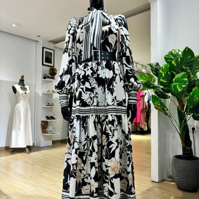KAREN MILLEN - Robe à  Col Noué avec Ceinture - Imprimé Floral