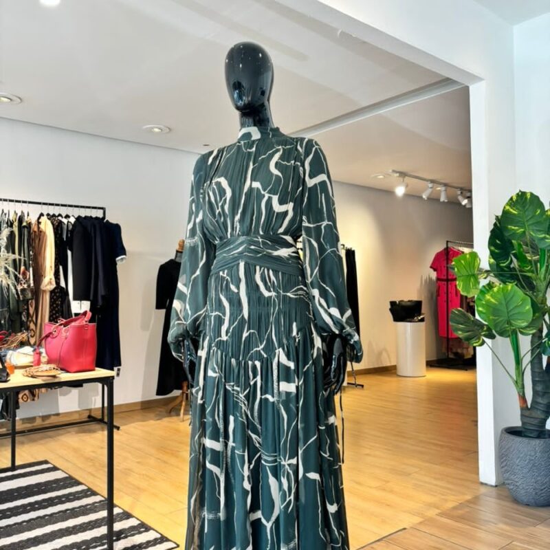 ASOS - Robe Plissée et Nervurée - Vert et Imprimé