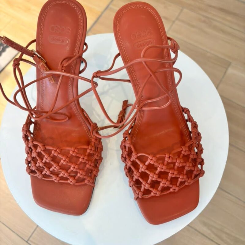 Sandales à Talon à Lanière Fine - Mauve
