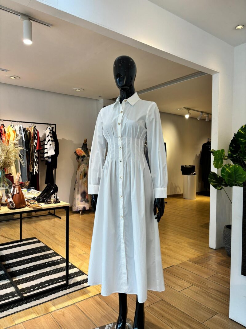 Robe à Plis Plats -  Blanche – Image 3