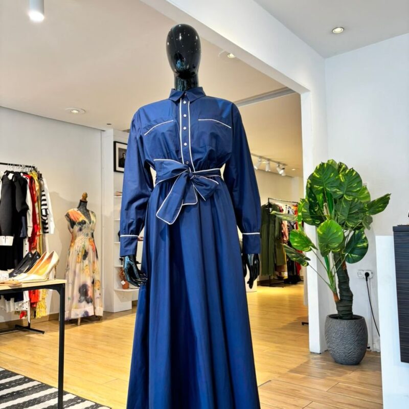 Robe avec Poches à Nouer -  Bleu Marine