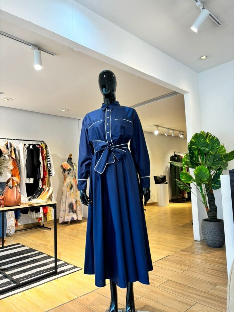 Robe avec Poches à Nouer -  Bleu Marine – Image 2