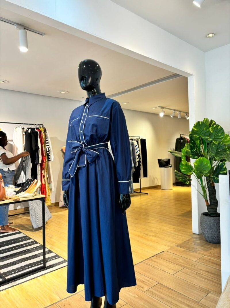 Robe avec Poches à Nouer -  Bleu Marine – Image 3