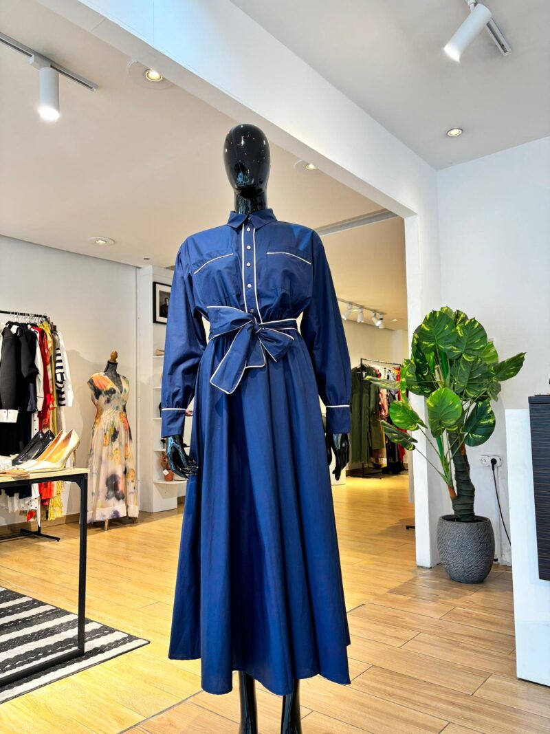 Robe avec Poches à Nouer -  Bleu Marine – Image 4