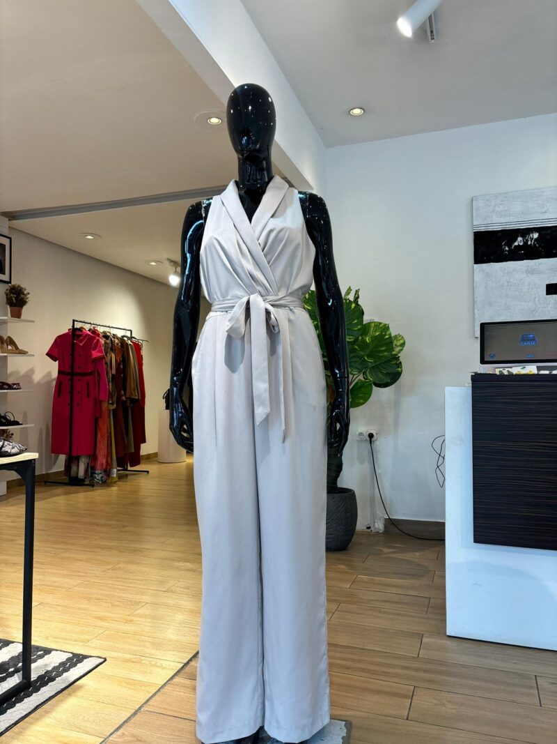 Combinaison avec Ceinture - Beige Satin – Image 3