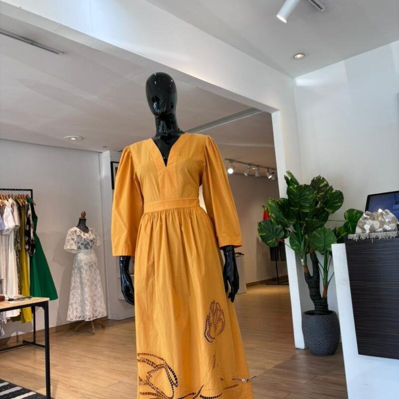 Robe Col V à Broderie - ADOLFO DOMINGUEZ