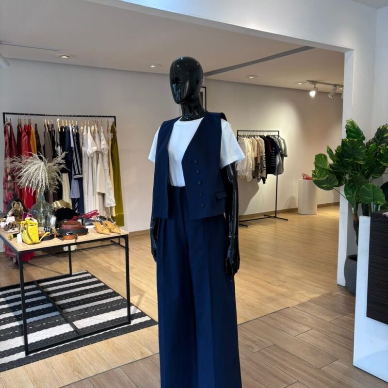 Ensemble Gilet Croisé et Pantalon - Bleu Marine